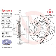 Brembo 2 x Aluminium Front Brake Disc Hub Brake Discs 09.B386.13