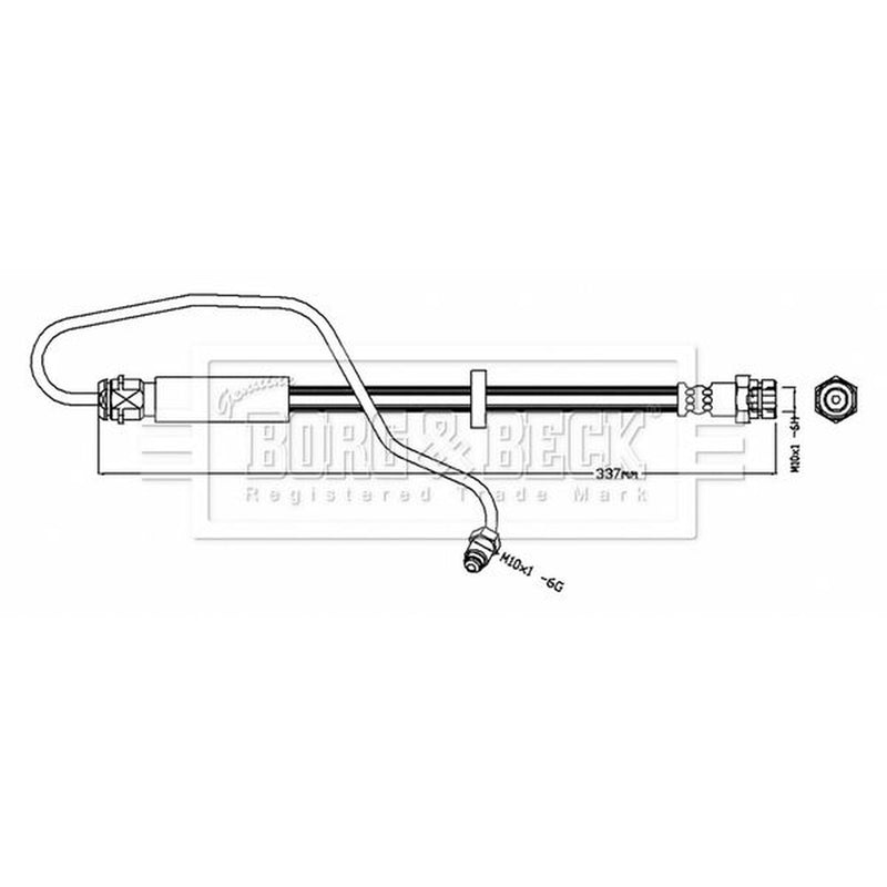 Borg & Beck Brake Hydraulic Hose Line Front Left BBH8716
