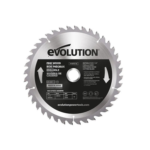 Evolution Fine Wood Mitre/Table Saw Blade 185 x 20mm x 40T - FW185TCT-40