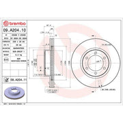 Brembo 2 x Internally Vented Front Brake Discs 09.A204.11