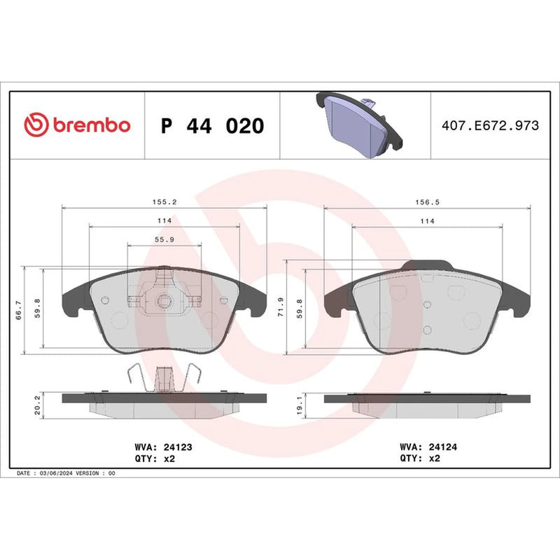 Brembo Front Brake Pad Set P44020