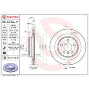 Brembo 2 x Internally Vented Rear Brake Discs 09.C743.11