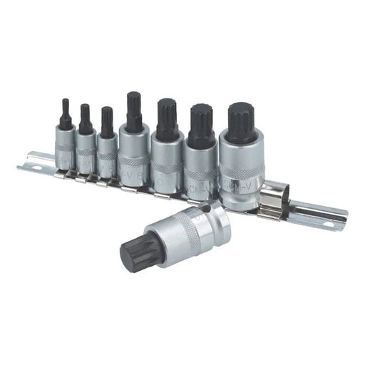 Laser Tools Spline Socket Bit Set 1/4"D, 3/8"D, & 1/2"D 8pc - PL