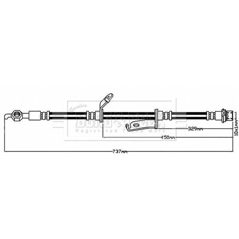 Borg & Beck Brake Hydraulic Hose Line Front Left BBH8548