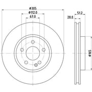 Mintex 2 x Internally Vented Front Brake Discs MDC2861C