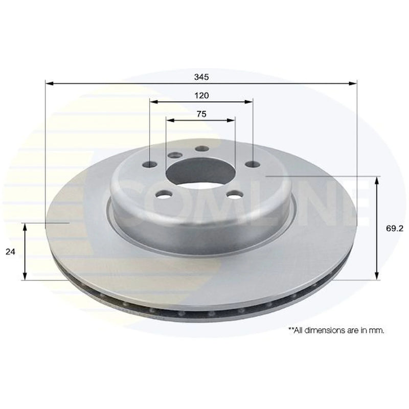 Comline 2 x Internally Vented Rear Brake Discs ADC1788V