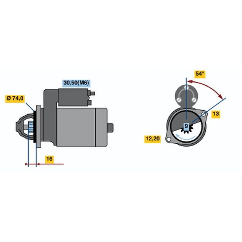 Bosch Starter Motor 12V 0.9kW 9 Teeth 0 986 018 830