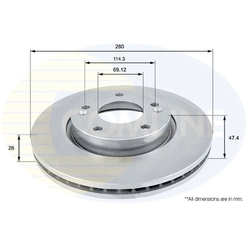 Comline 2 x Internally Vented Front Brake Discs ADC1041V