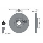 Textar 2 x Externally Vented Brake Discs 92196303