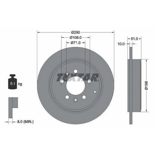 Textar 2 x Solid Rear Brake Discs 92112000