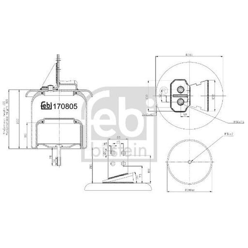 Febi Air Suspension Bellow 190mm Rear Left 170805