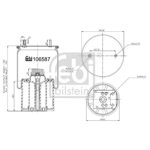 Febi Air Suspension Bellow 202mm 106587