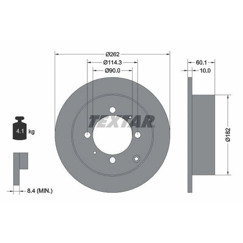 Textar 2 x Solid Rear Brake Discs 92104000