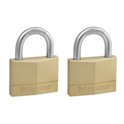 Master Lock Solid Brass 50mm Padlock 5-Pin - Keyed Alike x 2 - 150EURT