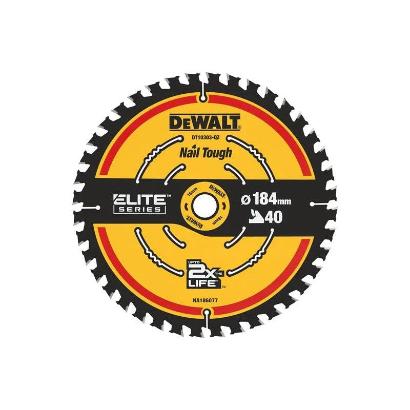 DEWALT Power Tools ELITE™ Series 2nd Fix Circular Saw Blade 184 x 16mm x 40T