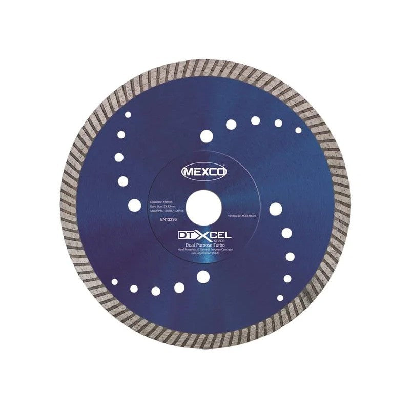 MEXCO XCEL Grade Dual Purpose Turbo Diamond Blade 180 x 22mm - DTXCEL18022