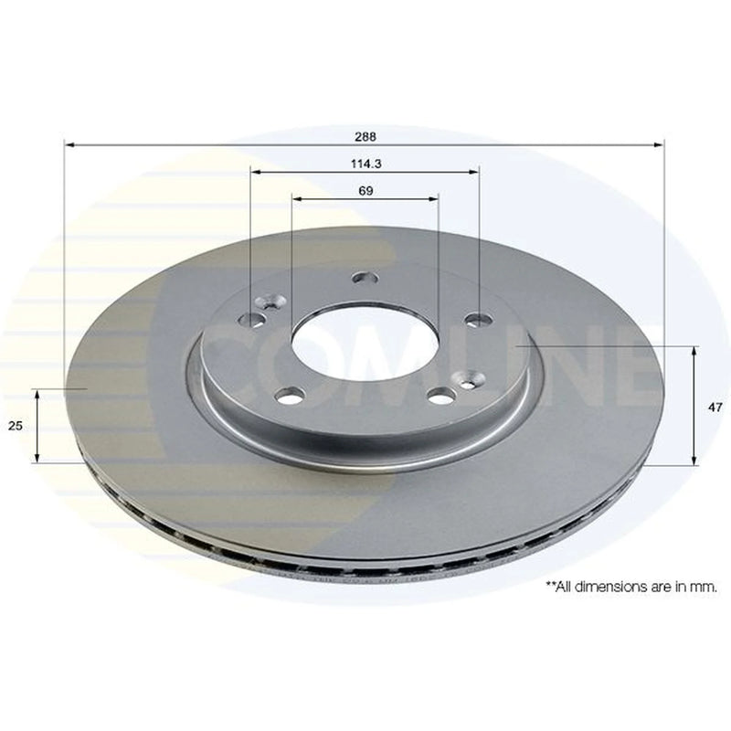 Comline 2 x Internally Vented Front Brake Discs ADC2964V