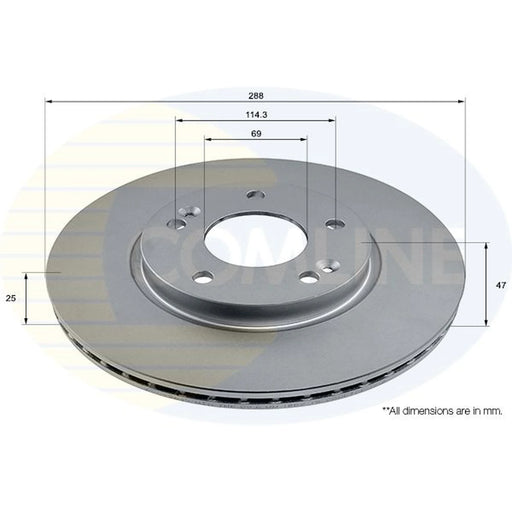 Comline 2 x Internally Vented Front Brake Discs ADC2964V