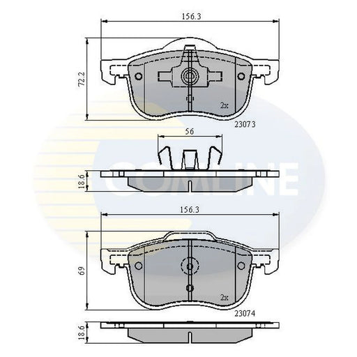 Comline 4 x Front Brake Pad Set CBP0730