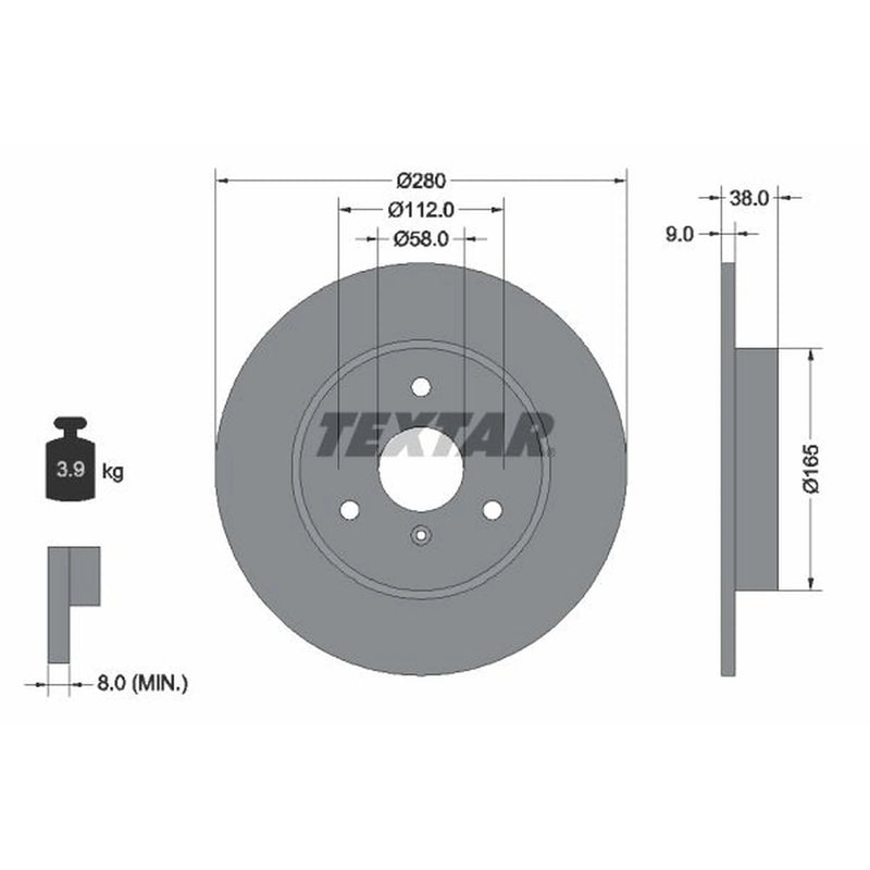 Textar 2 x Solid Front Brake Discs 92097603