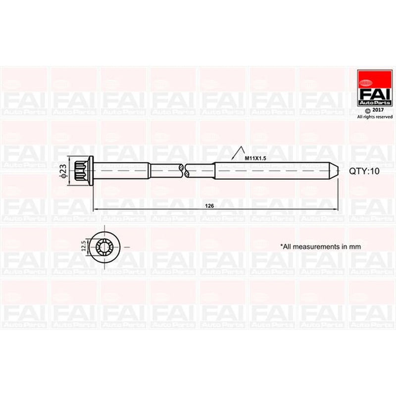 FAI Cylinder Head Bolt Set M11 x 1.5 B1139
