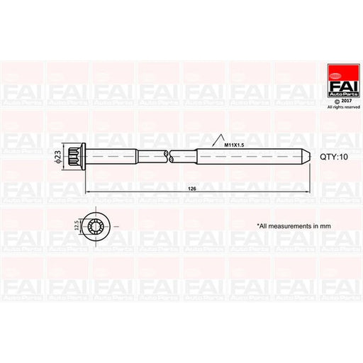 FAI Cylinder Head Bolt Set M11 x 1.5 B1139