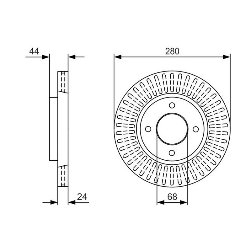 Bosch 2 x Vented Brake Discs 0 986 479 U62