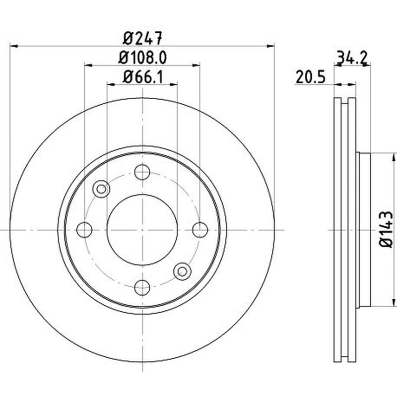 DON 2 x Internally Vented Front Brake Discs PCD10872
