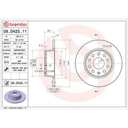 Brembo 2 x Solid Rear Brake Discs 08.D425.11