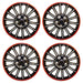 4 x SWUX65 Lightning Black Gloss with Red Colour Ring Wheel Covers / Trims Streetwize  - Town Parts