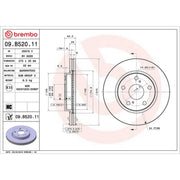 Brembo 2 x Internally Vented Front Brake Discs 09.B520.11