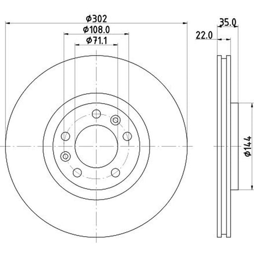 Mintex 2 x Externally Vented Rear Brake Discs MDC2187