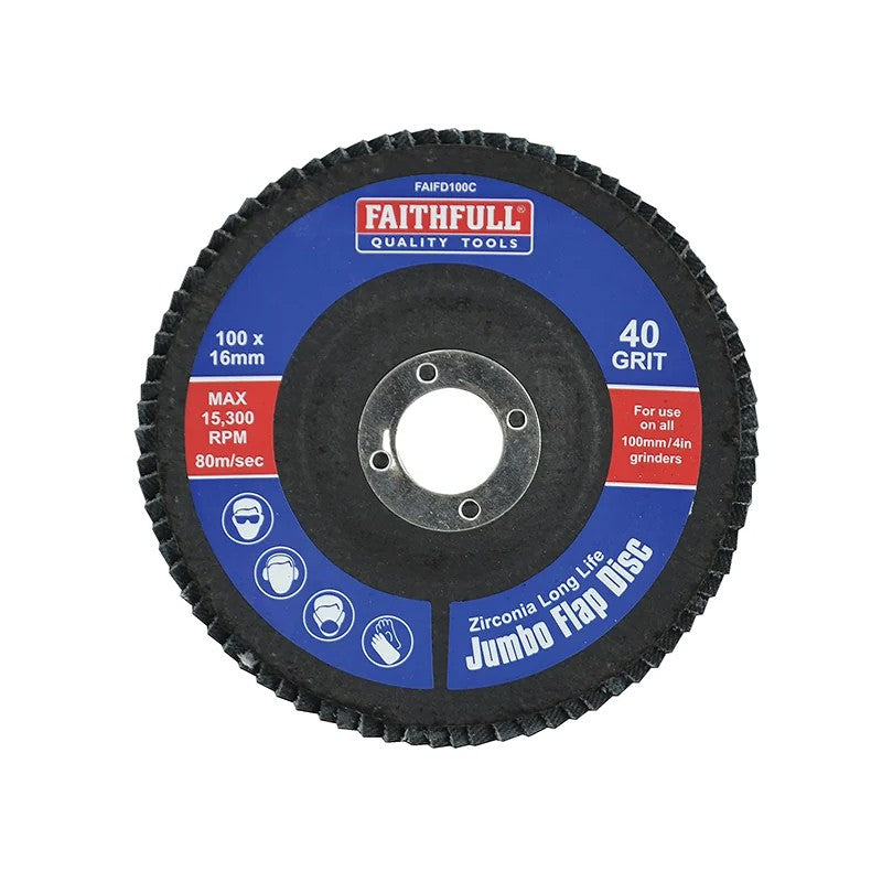Faithfull Abrasive Jumbo Flap Disc Coarse 100-127mm