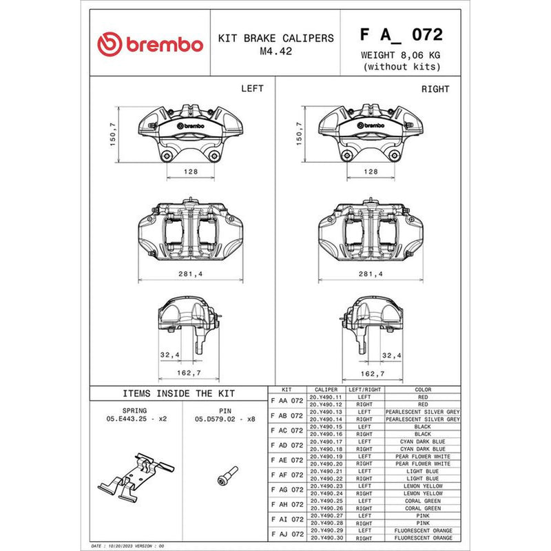 Brembo 2 x Brake Caliper Assembly Front FAG072