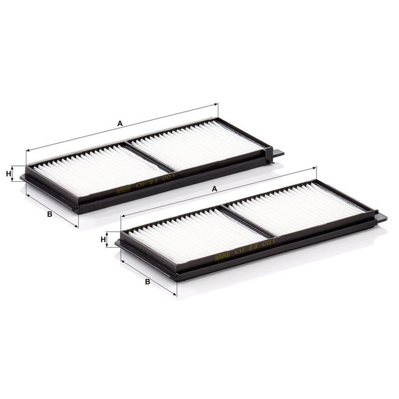 MANN-FILTER Cabin Air Filter (Pollen Filter) below the middle CU 23 001-2