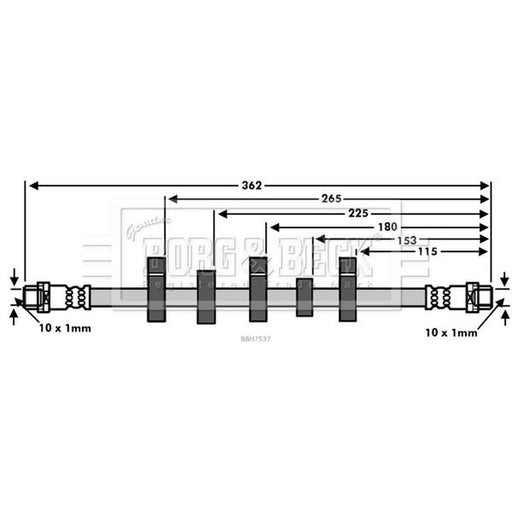 Borg & Beck Brake Hydraulic Hose Line Front Right BBH7537