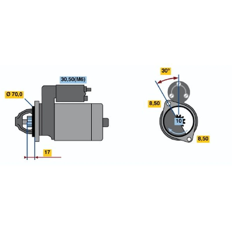 Bosch Starter Motor 12V 1.7kW 10 Teeth 0 986 018 180