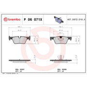 Brembo 4 x Rear Brake Pad Set P06071X