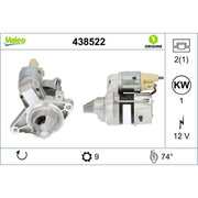 Valeo Starter Motor 12V 1kW 9 Teeth 438522