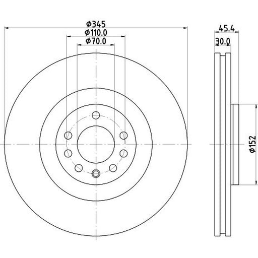 DON 2 x Internally Vented Front Brake Discs PCD16071