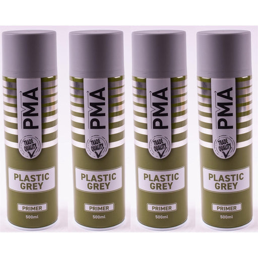 4x AUTOTEK Professional Grey Plastic Primer 500ml Spray High Coverage Autotek  - Town Parts