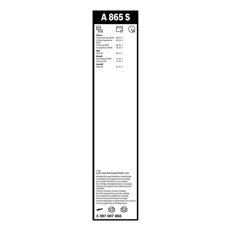 Bosch Aerotwin Wiper Blade Set 800mm + 700mm — A865S OE 13385437 95524994