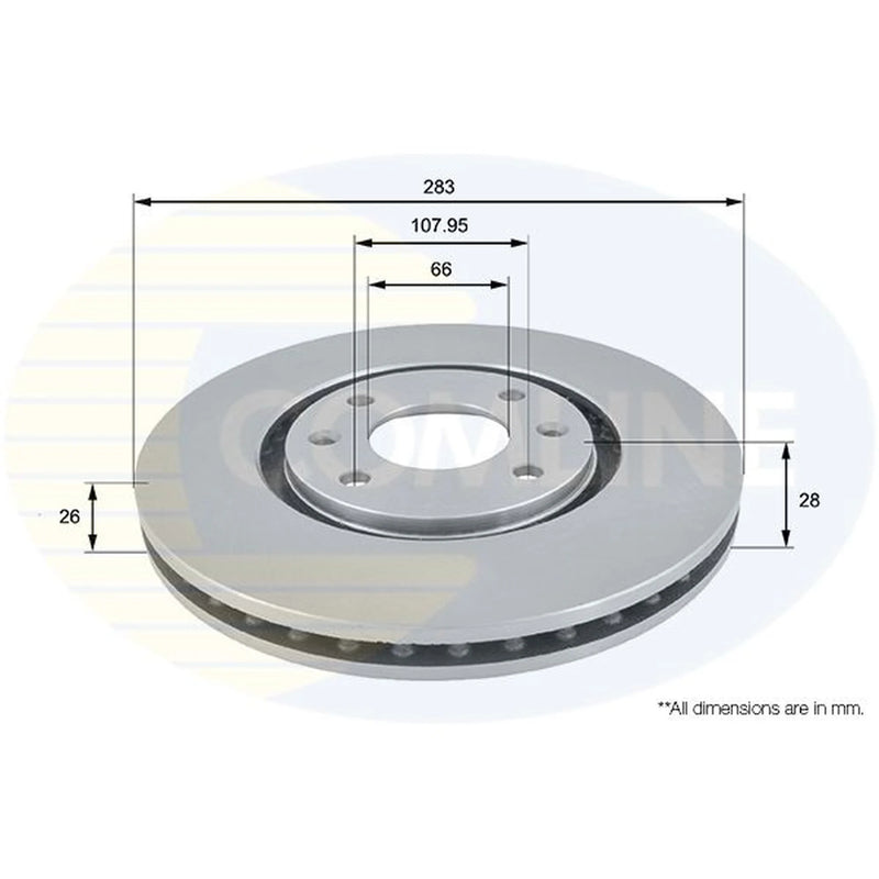 Comline 2 x Internally Vented Front Brake Discs ADC1509V