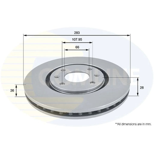 Comline 2 x Internally Vented Front Brake Discs ADC1509V