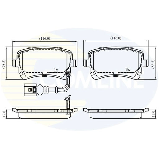 Comline 4 x Rear Brake Pad Set CBP11313