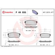 Brembo 4 x Rear Brake Pad Set P49035