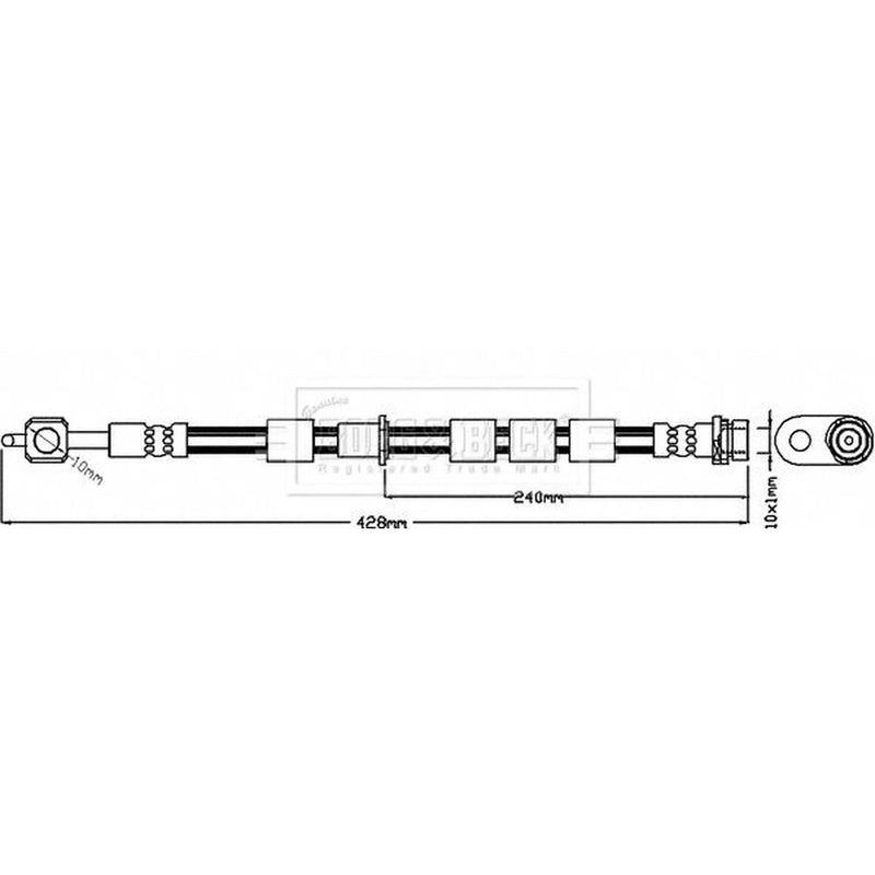 Borg & Beck Brake Hydraulic Hose Line Front Right BBH8372