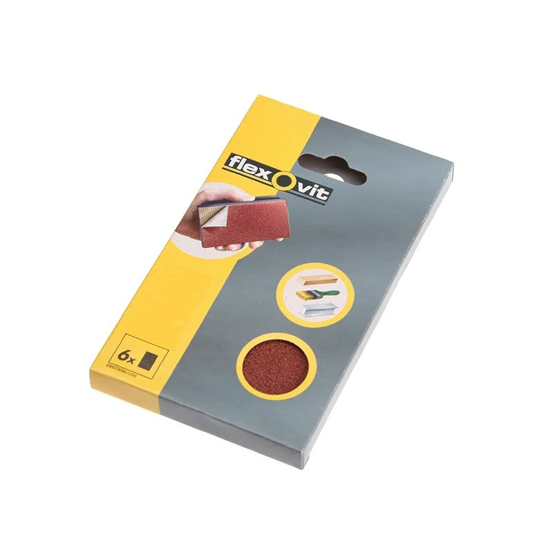 Flexovit Hook & Loop Sanding Block Refill Kit Fine 120g (6) - 63642526349