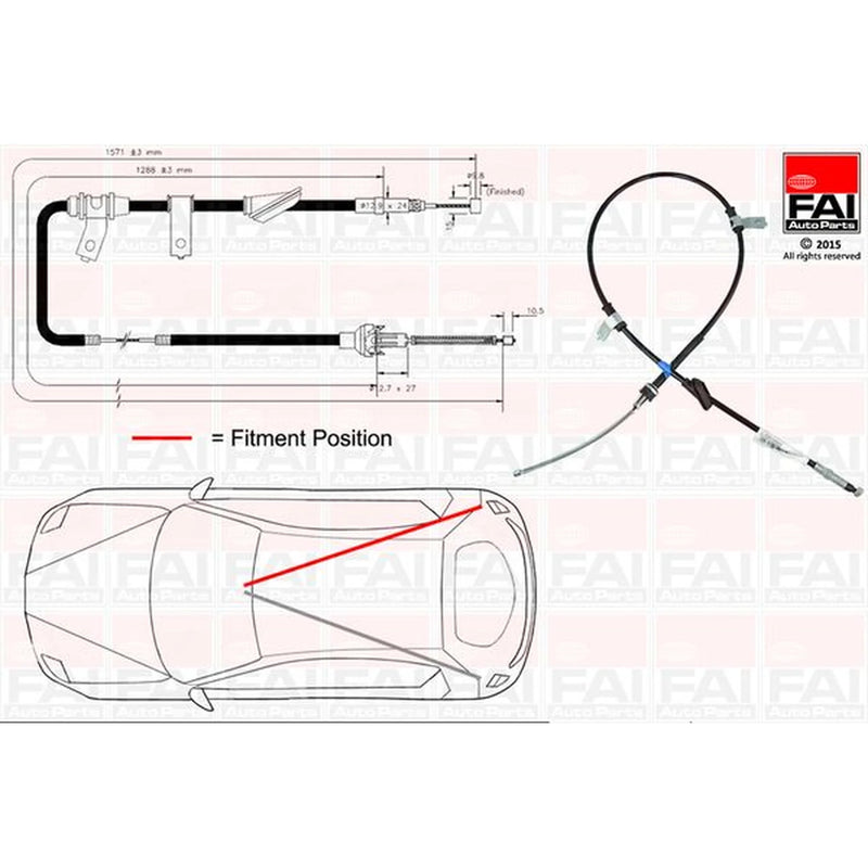 FAI Handbrake Cable Right Rear FBC0103