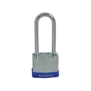 Faithfull Laminated Steel Padlock 40mm Long Shackle 3 Keys - FAIPLLAM40LS